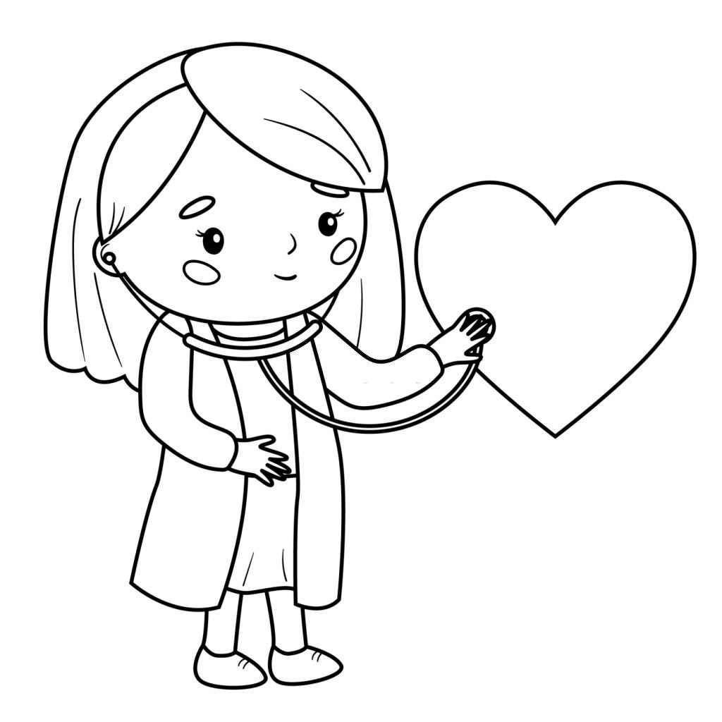 Картинка доктора с сердцем раскраска